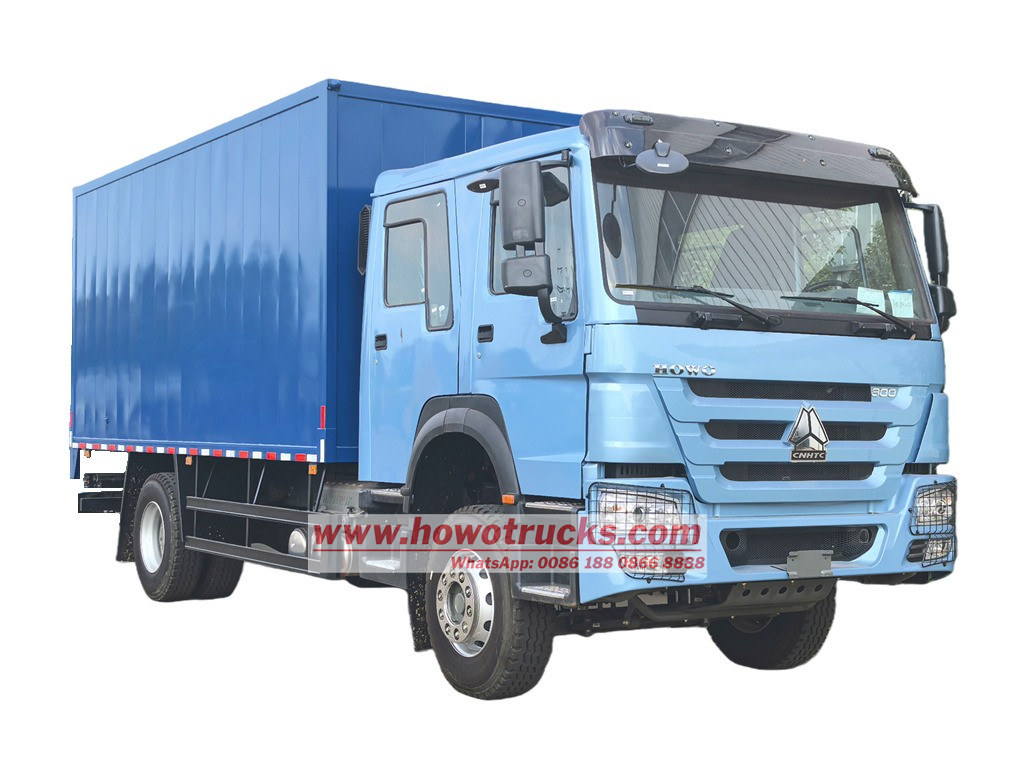 HOWO double cabin sealed container cargo truck